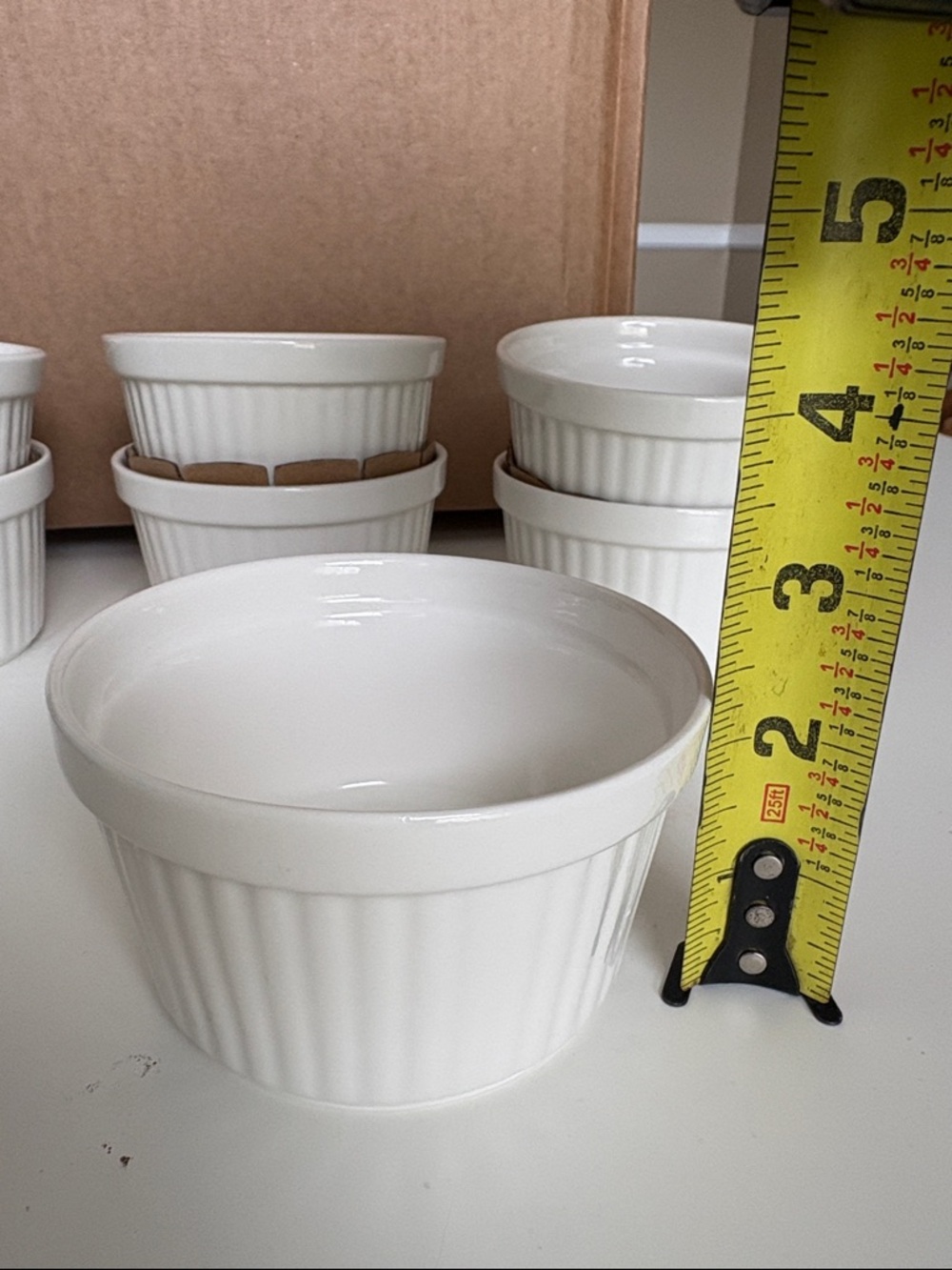 NWOB Set of 8 White Ceramic Ramekin Set - Classic Ovenproof Prep Bowls - Picture 3 of 5